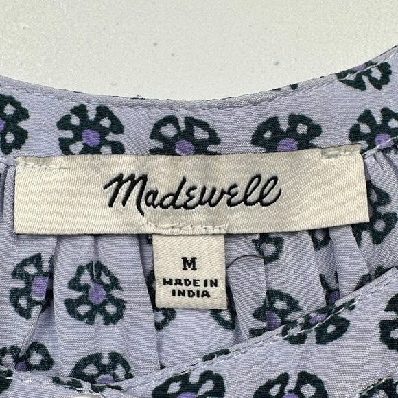 Madewell Top Womens Medium Purple Puff Sleeve Loose Button Front Preppy Whimsy - Picture 7 of 12